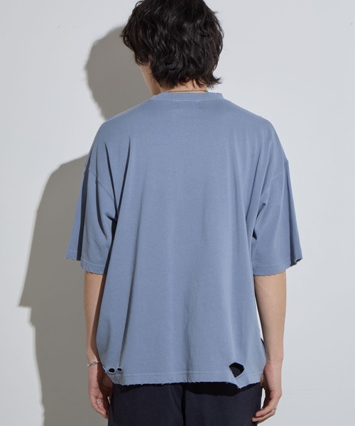 SLICK(スリック)の「【SLICK/スリック】Pigment Dye Damage T-Shirt / ピグメントダイダメージTシャツ/オーバーサイズ シルエット / ピグメント加工/ ビンテージ(Tシャツ/カットソー・メンズ・グレイッシュベージュ/ブルーグレー/ブラック・1/2/3)」の20枚目の写真