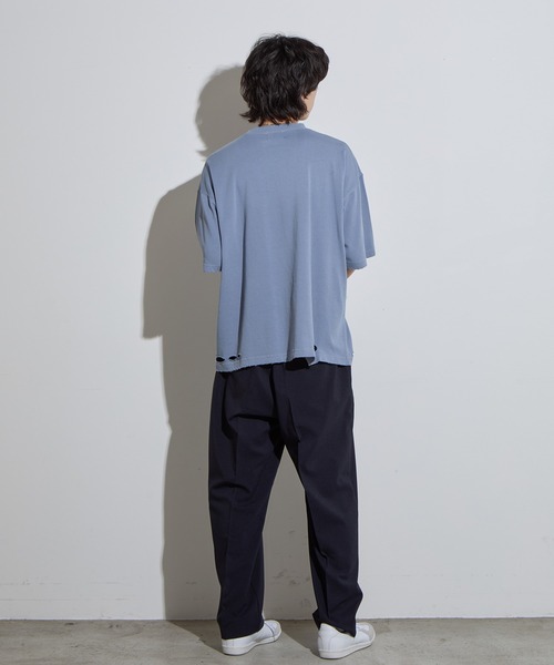 SLICK(スリック)の「【SLICK/スリック】Pigment Dye Damage T-Shirt / ピグメントダイダメージTシャツ/オーバーサイズ シルエット / ピグメント加工/ ビンテージ(Tシャツ/カットソー・メンズ・グレイッシュベージュ/ブルーグレー/ブラック・1/2/3)」の17枚目の写真