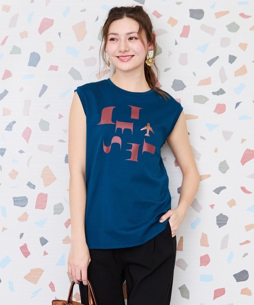 JETSET SOLO PLUS （ジェットセットソロプラス）の「【JETSET SOLO PLUS】JESETロゴシルケットノースリTシャツ（Tシャツ/カットソー・レディース・ブラック/ブルーグリーン/チャコール・FREE）」の3枚目の写真
