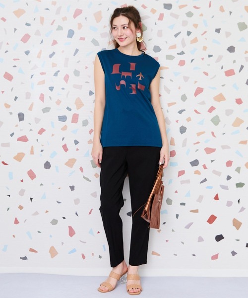 JETSET SOLO PLUS （ジェットセットソロプラス）の「【JETSET SOLO PLUS】JESETロゴシルケットノースリTシャツ（Tシャツ/カットソー・レディース・ブラック/ブルーグリーン/チャコール・FREE）」の5枚目の写真