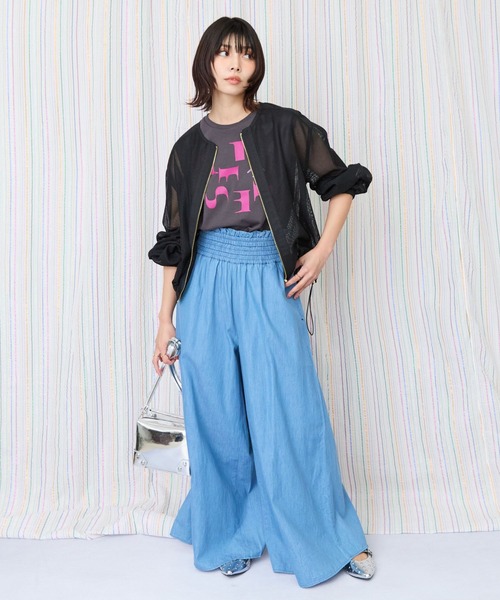 JETSET SOLO PLUS （ジェットセットソロプラス）の「【JETSET SOLO PLUS】JESETロゴシルケットノースリTシャツ（Tシャツ/カットソー・レディース・ブラック/ブルーグリーン/チャコール・FREE）」の7枚目の写真