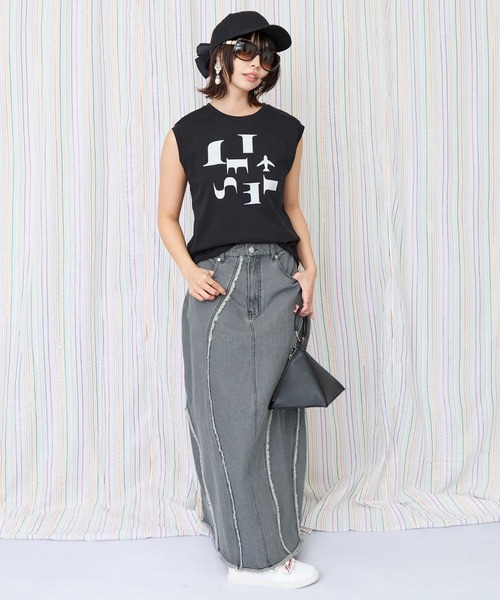 JETSET SOLO PLUS （ジェットセットソロプラス）の「【JETSET SOLO PLUS】JESETロゴシルケットノースリTシャツ（Tシャツ/カットソー・レディース・ブラック/ブルーグリーン/チャコール・FREE）」の8枚目の写真