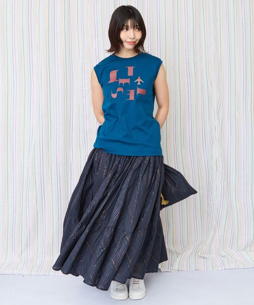JETSET SOLO PLUS （ジェットセットソロプラス）の「【JETSET SOLO PLUS】JESETロゴシルケットノースリTシャツ（Tシャツ/カットソー・レディース・ブラック/ブルーグリーン/チャコール・FREE）」の10枚目の写真