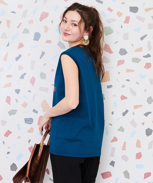 JETSET SOLO PLUS （ジェットセットソロプラス）の「【JETSET SOLO PLUS】JESETロゴシルケットノースリTシャツ（Tシャツ/カットソー・レディース・ブラック/ブルーグリーン/チャコール・FREE）」の14枚目の写真