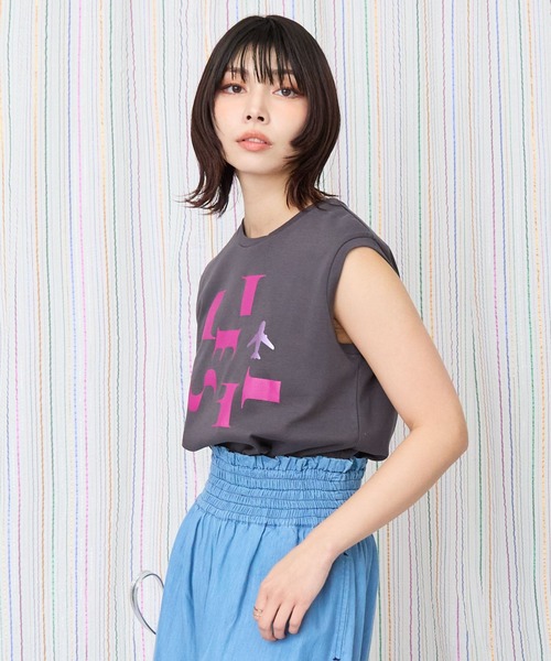 JETSET SOLO PLUS （ジェットセットソロプラス）の「【JETSET SOLO PLUS】JESETロゴシルケットノースリTシャツ（Tシャツ/カットソー・レディース・ブラック/ブルーグリーン/チャコール・FREE）」の15枚目の写真