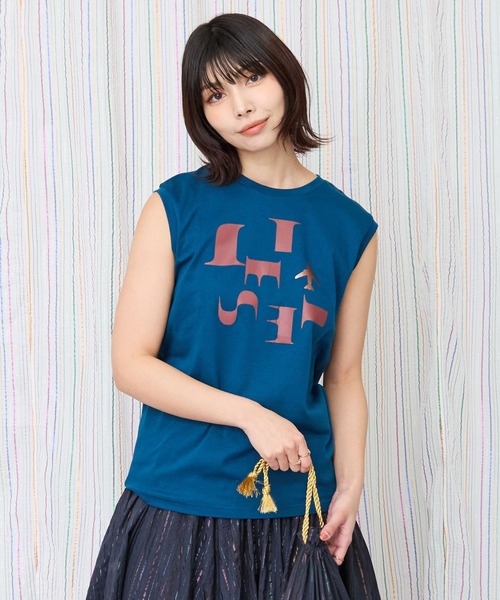 tシャツ 「JETSET SOLO PLUS」JESETロゴシルケットノースリTシャツ レディース JETSET SOLO PLUS】JESETロゴシルケットノースリTシャツ（T