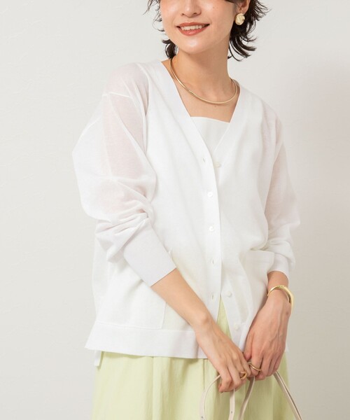 カーディガン 「手洗い可能」綿混シアーVネックカーディガン レディース NOLLEY'S｜《手洗い可能》綿混シアーVネックカーディガン