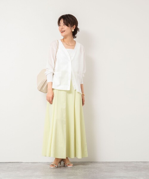 NOLLEY’S Sophi(ノーリーズソフィ)の「《手洗い可能》綿混シアーVネックカーディガン(カーディガン/ボレロ・レディース・サックスブルー/オフホワイト/ブラック・38)」の19枚目の写真