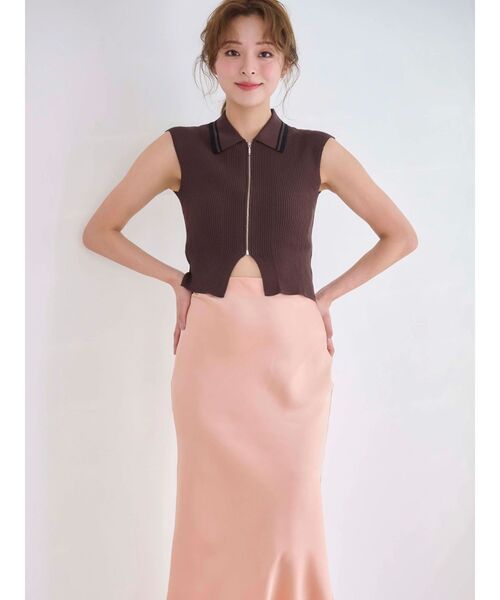 MERCURYDUO（マーキュリーデュオ）の「ZIPポロニット（ニット/セーター・レディース・ミント/ベージュ/ブラウン・FREE）」の16枚目の写真