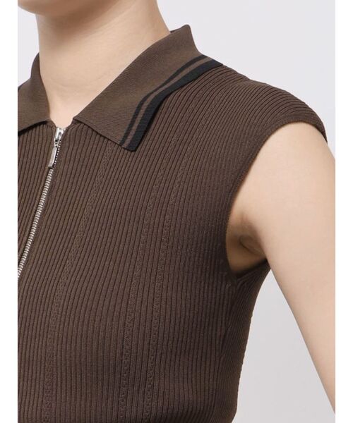 MERCURYDUO（マーキュリーデュオ）の「ZIPポロニット（ニット/セーター・レディース・ミント/ベージュ/ブラウン・FREE）」の6枚目の写真