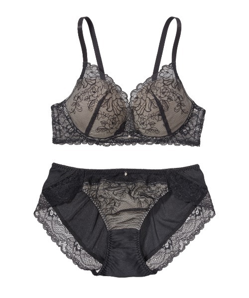 GiRLS by PEACH JOHN（ガールズバイピーチジョン）の「【デザイン選べる♪ラクな着け心地で自然な丸み＆高さ！】丸胸メイクフラワーレースノンワイヤーブラセット（ブラ&ショーツ・レディース・ネイビー/ピンク/グレー/ブラック/ライトピンク/ライトブルー/スモークピンク/ベージュ/チャコール・BC65/BC70/BC75/DE65/DE70/DE75）」の2枚目の写真