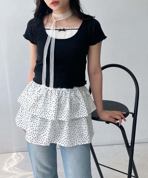 AS KNOW AS plus（アズノゥアズプラス）の「●重ねてアソートデザイン タンクキャミソール（バルーン・レース・ドットティアード）（キャミソール・レディース・ホワイト系1/ホワイト系2/ホワイト系3・FREE）」の4枚目の写真