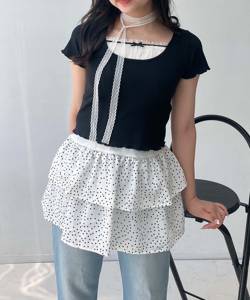 AS KNOW AS plus（アズノゥアズプラス）の「●重ねてアソートデザイン タンクキャミソール（バルーン・レース・ドットティアード）（キャミソール・レディース・ホワイト系1/ホワイト系2/ホワイト系3・FREE）」の5枚目の写真