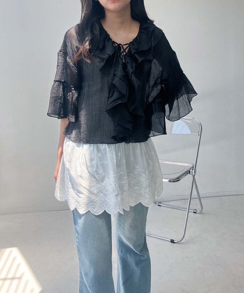 AS KNOW AS plus（アズノゥアズプラス）の「●重ねてアソートデザイン タンクキャミソール（バルーン・レース・ドットティアード）（キャミソール・レディース・ホワイト系1/ホワイト系2/ホワイト系3・FREE）」の13枚目の写真