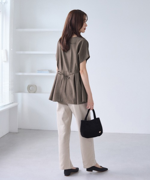 接触冷感】ハートネックペプラムブラウス（シャツ/ブラウス