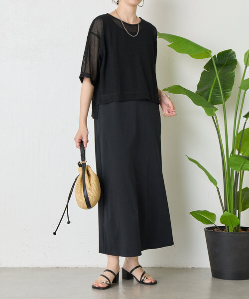 Jena espace merveilleux（ジェナ　エスパスメルヴェイユ）の「メッシュセットワンピース（ワンピース・レディース・ブラック/オフホワイト・FREE）」の2枚目の写真