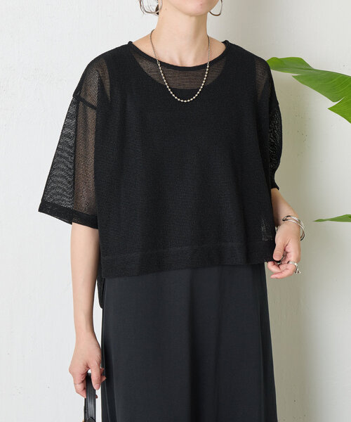 Jena espace merveilleux（ジェナ　エスパスメルヴェイユ）の「メッシュセットワンピース（ワンピース・レディース・ブラック/オフホワイト・FREE）」の7枚目の写真