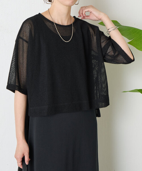 Jena espace merveilleux（ジェナ　エスパスメルヴェイユ）の「メッシュセットワンピース（ワンピース・レディース・ブラック/オフホワイト・FREE）」の8枚目の写真