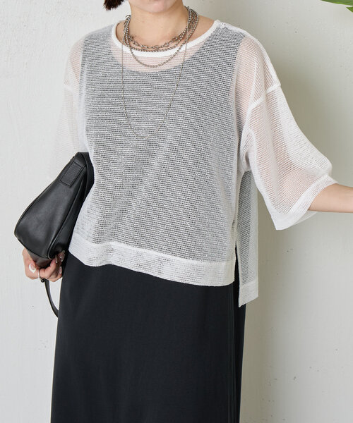 Jena espace merveilleux（ジェナ　エスパスメルヴェイユ）の「メッシュセットワンピース（ワンピース・レディース・ブラック/オフホワイト・FREE）」の17枚目の写真