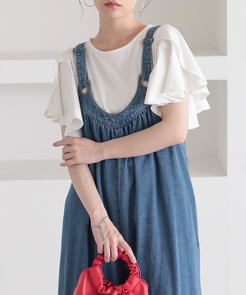 n'OrLABEL(ノアールレーベル)の「『袖フレアスリーブカットソー』(Tシャツ/カットソー・レディース・ブラック/オフホワイト/イエロー/ブルー・2/1)」の1枚目の写真