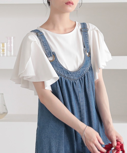 n'OrLABEL(ノアールレーベル)の「『袖フレアスリーブカットソー』(Tシャツ/カットソー・レディース・ブラック/オフホワイト/イエロー/ブルー・2/1)」の6枚目の写真