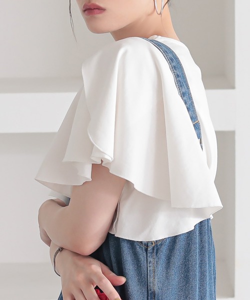 n'OrLABEL(ノアールレーベル)の「『袖フレアスリーブカットソー』(Tシャツ/カットソー・レディース・ブラック/オフホワイト/イエロー/ブルー・2/1)」の7枚目の写真