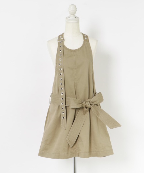 crinkle crinkle crinkle（クリンクルクリンクルクリンクル）の「crinkle crinkle crinkle　holder neck vest（ベスト・レディース・ベージュ/ブラック・FREE）」の6枚目の写真