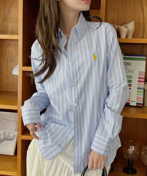 U.S. POLO ASSN.（ユーエスポロアッスン）の「U.S. POLO ASSN 長袖 ボタンダウン レギュラーサイズ シャツ（シャツ/ブラウス・レディース・ブラック/ライトブルー/ホワイト/サックスブルー・M/L）」の4枚目の写真