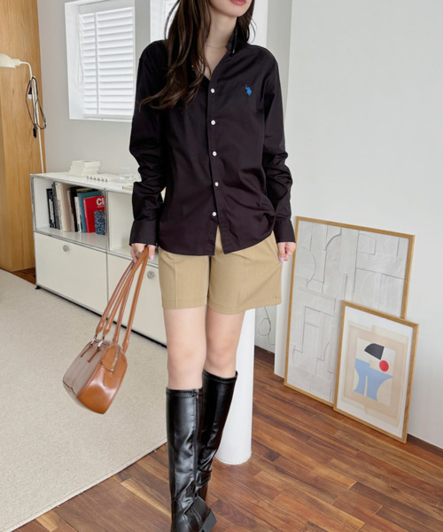 U.S. POLO ASSN.（ユーエスポロアッスン）の「U.S. POLO ASSN 長袖 ボタンダウン レギュラーサイズ シャツ（シャツ/ブラウス・レディース・ブラック/ライトブルー/ホワイト/サックスブルー・M/L）」の17枚目の写真