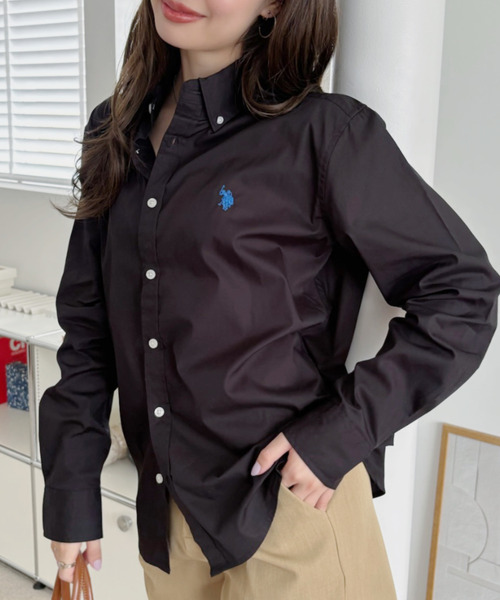 U.S. POLO ASSN.（ユーエスポロアッスン）の「U.S. POLO ASSN 長袖 ボタンダウン レギュラーサイズ シャツ（シャツ/ブラウス・レディース・ブラック/ライトブルー/ホワイト/サックスブルー・M/L）」の18枚目の写真