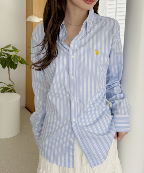 U.S. POLO ASSN.（ユーエスポロアッスン）の「U.S. POLO ASSN 長袖 ボタンダウン レギュラーサイズ シャツ（シャツ/ブラウス・レディース・ブラック/ライトブルー/ホワイト/サックスブルー・M/L）」の5枚目の写真