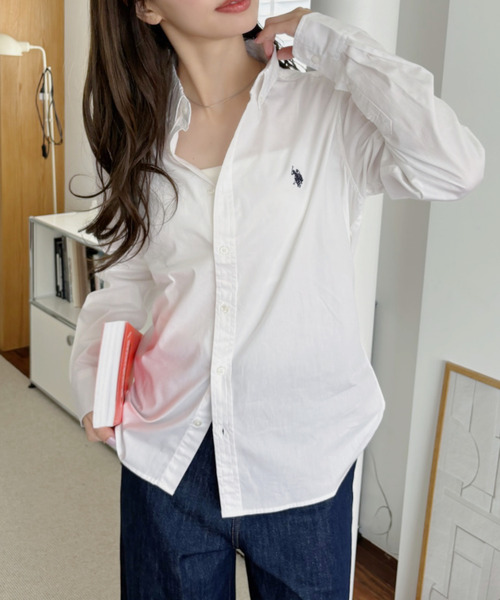 ブラウス シャツ U.S. POLO ASSN 長袖 ボタンダウン レギュラーサイズ シャツ レディース メンズ U.S. POLO ASSN. ブラウス シャツ ASSN 長袖 ボタンダウン