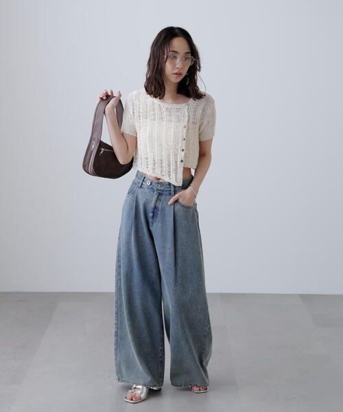 FREE'S MART（フリーズマート）の「◆透かし編みアシメボタンニット（ニット/セーター・レディース・グレー/ホワイト/ブラウン・FREE）」の19枚目の写真