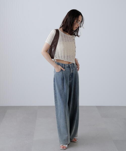 FREE'S MART（フリーズマート）の「◆透かし編みアシメボタンニット（ニット/セーター・レディース・グレー/ホワイト/ブラウン・FREE）」の17枚目の写真