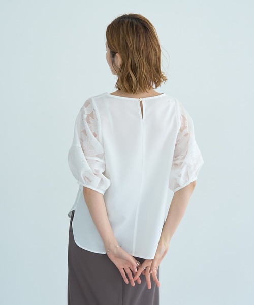 YECCA VECCA - イェッカヴェッカ 袖レースブラウス イェッカ ヴェッカ YECCA VECCA レース袖ブラウス （ブラック