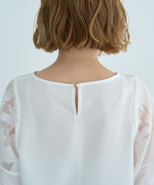 YECCA VECCA（イェッカヴェッカ）の「レーススリーブブラウス（シャツ/ブラウス・レディース・ネイビー/オフホワイト・FREE）」の11枚目の写真