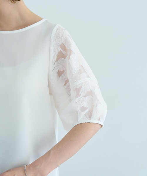 YECCA VECCA（イェッカヴェッカ）の「レーススリーブブラウス（シャツ/ブラウス・レディース・ネイビー/オフホワイト・FREE）」の10枚目の写真