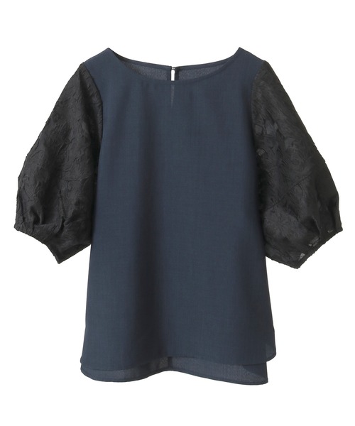 YECCA VECCA（イェッカヴェッカ）の「レーススリーブブラウス（シャツ/ブラウス・レディース・ネイビー/オフホワイト・FREE）」の16枚目の写真