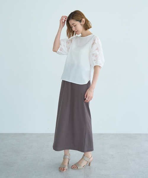 YECCA VECCA（イェッカヴェッカ）の「レーススリーブブラウス（シャツ/ブラウス・レディース・ネイビー/オフホワイト・FREE）」の8枚目の写真