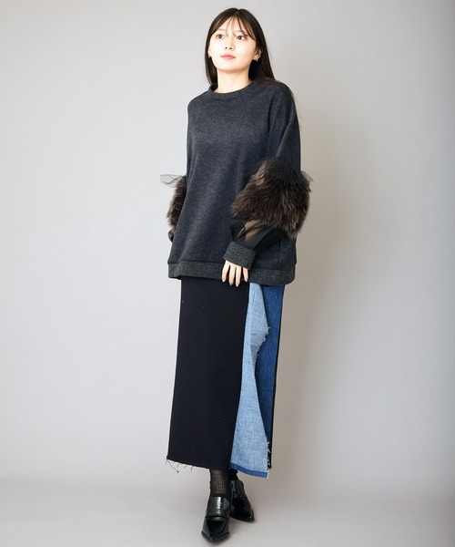 AVIE（アビィ）の「ウーレットシャギーフェイクファーmixプルオーバー（ニット/セーター・レディース・トップグレー/チャコールグレー・38）」の20枚目の写真