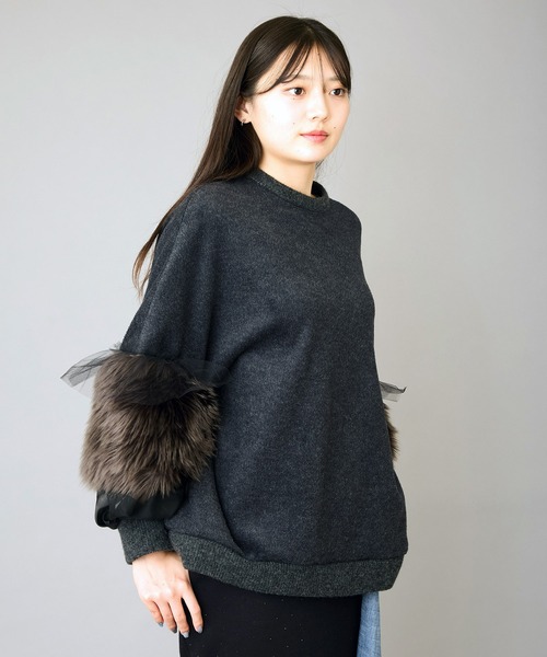 AVIE（アビィ）の「ウーレットシャギーフェイクファーmixプルオーバー（ニット/セーター・レディース・トップグレー/チャコールグレー・38）」の16枚目の写真