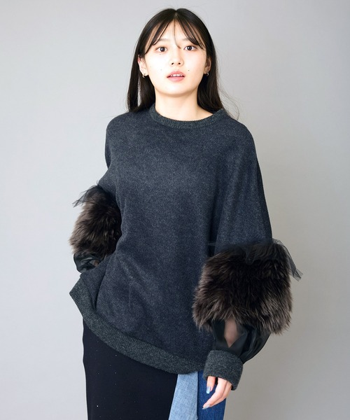 AVIE（アビィ）の「ウーレットシャギーフェイクファーmixプルオーバー（ニット/セーター・レディース・トップグレー/チャコールグレー・38）」の15枚目の写真