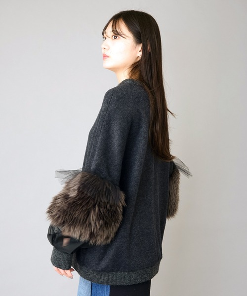 AVIE（アビィ）の「ウーレットシャギーフェイクファーmixプルオーバー（ニット/セーター・レディース・トップグレー/チャコールグレー・38）」の18枚目の写真