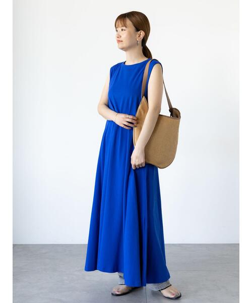 2022年♡美品♡ルネ パール ビジュー ワンピース ノースリーブ ブルー 38 2022年♡美品♡ルネ パール ビジュー ワンピース ノースリーブ