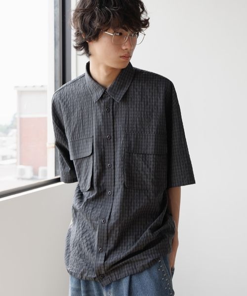 PBLIM（ページボーイリム）の「《UNISEX》チェックドローコードシャツ（シャツ/ブラウス・レディース・ブラック/ブラウン/オフホワイト・MEDIUM/LARGE）」の2枚目の写真