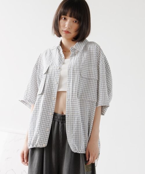 PBLIM（ページボーイリム）の「《UNISEX》チェックドローコードシャツ（シャツ/ブラウス・レディース・ブラック/ブラウン/オフホワイト・MEDIUM/LARGE）」の4枚目の写真