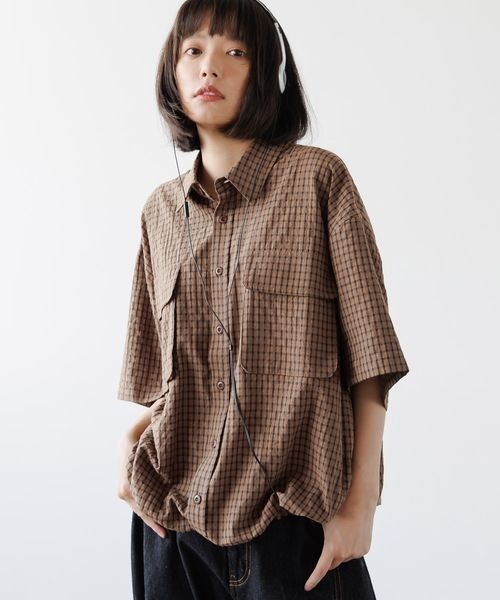 PBLIM（ページボーイリム）の「《UNISEX》チェックドローコードシャツ（シャツ/ブラウス・レディース・ブラック/ブラウン/オフホワイト・MEDIUM/LARGE）」の18枚目の写真