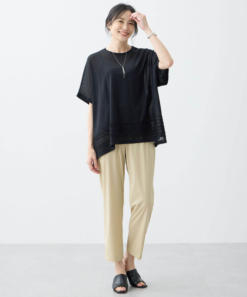 A/C DESIGN BY ALPHA CUBIC（エーシーデザインバイアルファキュービック）の「【接触冷感・UVカット・洗濯可能】美モーションクールストレートパンツ（スラックス・レディース・ネイビー/ベージュ/ブラック・L/M/LL）」の16枚目の写真