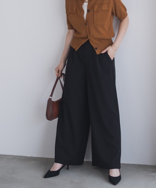 NAVY（ネイビー）の「nAvy ジョーゼットワイドパンツ（その他パンツ・レディース・ブラウン/ネイビー/チャコールグレー/カーキ/ブラック・M/L）」の3枚目の写真