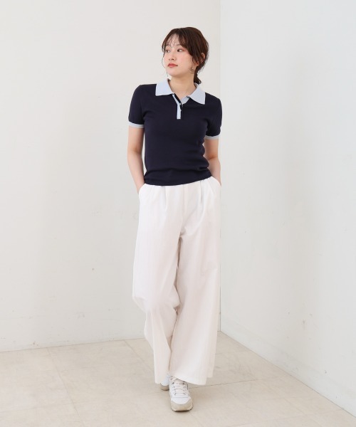 Bab(バブ)の「配色ポロ衿ニットプルオーバー(Tシャツ/カットソー・レディース・アイボリー/ネイビー・M)」の19枚目の写真